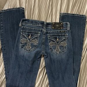 Missme size 27 jeans straight leg with rhinestone crosses on the pockets